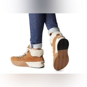 SOREL • Out-N-About III Conquest Waterproof Suede Booties • Camel Brown